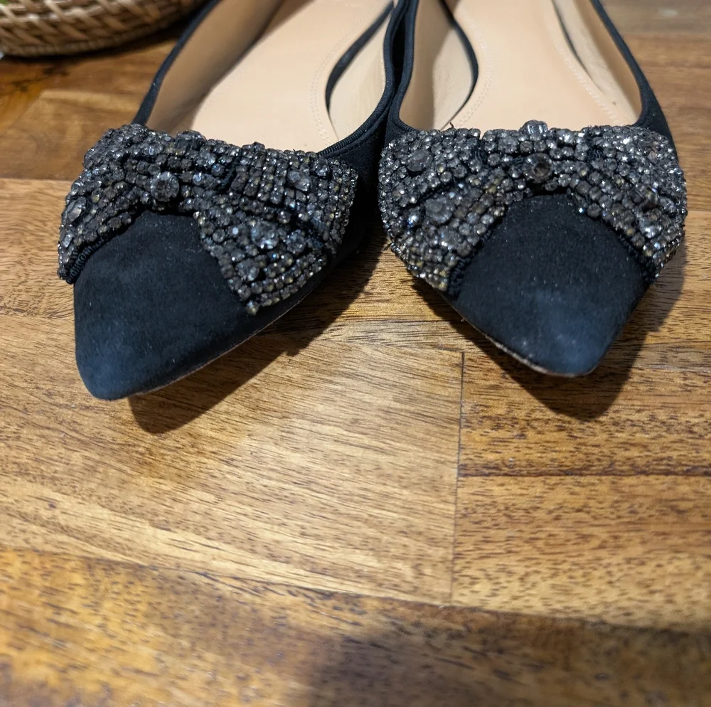 Tory Burch Esme Black Suede Rhinestones‎ Flat Shoes-sz9.5  ~Stylish - Picture 4 of 12
